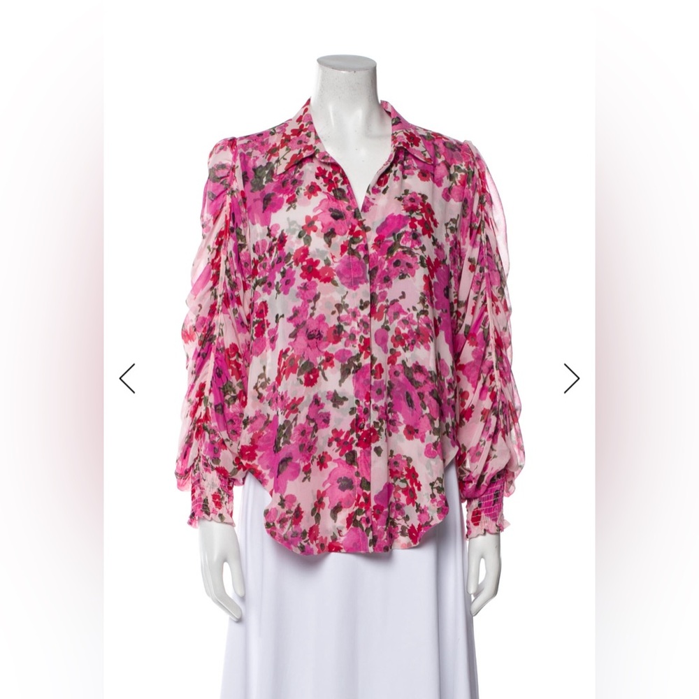 Misa Los Angeles Vibrant Pink Floral Blouse